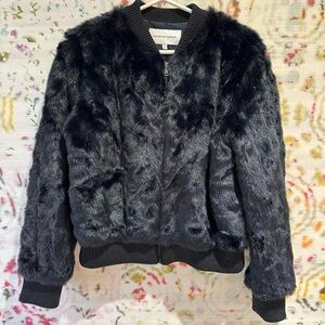 Women's Faux Fur Jacket in Navy